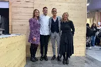 Stand AB Mauri a Sigep World 2025. Da sinistra: Sabrina Bellini (ufficio stampa AB Mauri), Francesco Morabito (Executive Chef Atipico Bistrot), Silvio De Ponti (fondatore Atipico Bistrot), Francesca Minutola (Marketing Manager AB Mauri)